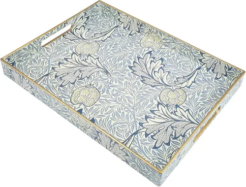 Vista 16 de Bandeja rectangular de plástico para servir con asas, elegante bandeja decorativa para mesa de café, otomana, sala de estar, cocina, uso al aire