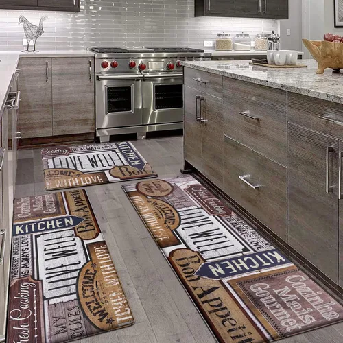 Vista 3 de ASPMIZ Farmhouse Kitchen Rugs Set of 3 Non Slip, Personalized Kitchen Floor Mat Anti Fatigue Mats Washable, Waterproof Kitchen Runner Rug Wooden