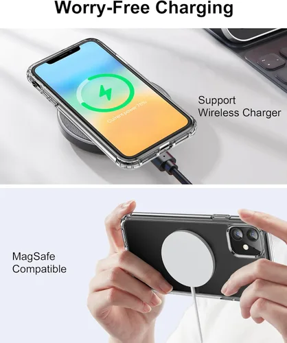 Vista 8 de HOOMIL Funda para iPhone 11 con 2 protectores de pantalla de vidrio templado, no amarillea, protección contra caídas, arañazos, transparente, parte