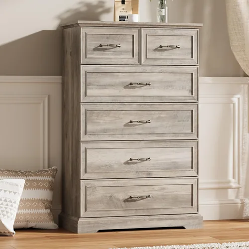 Vista 9 de Thacuok Cómoda de 3 cajones para dormitorio, cómoda de madera de 24 pulgadas de ancho, cómoda rústica de granja con cajones grandes y asas de metal