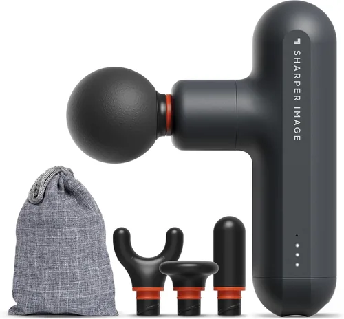 Vista 13 de Sharper Image Pistola de masaje de percusión de tejido profundo, Powerboost Move Evo, masajeador de mano recargable para calor y frío, 4 velocidades