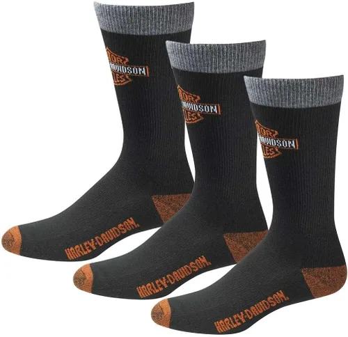 Harley-Davidson Calcetines de equitación UltraDri para hombre (3 unidades) de mezcla de poliéster D99202870-001, Negro -