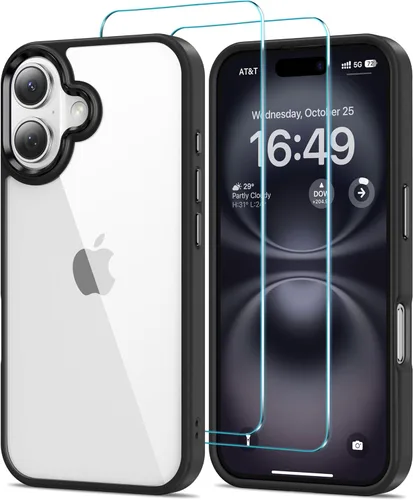 Vista 28 de HOOMIL Funda para iPhone 12/iPhone 12 Pro con 2 protectores de pantalla de vidrio templado, sin amarillamiento, protección contra caídas, arañazos