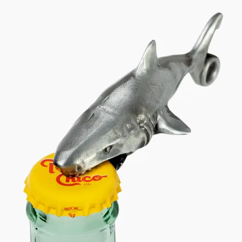 Vista 7 de Gran abridor de botellas de tiburón blanco, abridor de tapas de cerveza y soda resistente, herramienta única de bar con tema oceánico, divertido