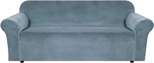 Vista 91 de H.VERSAILTEX Fundas de terciopelo elástico para sofá de dos plazas, fundas para sofá de 2 cojines para sala de estar, fundas deslizables con correas