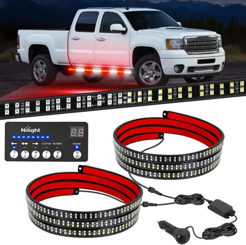 Vista 13 de Nilight 2 tiras de luces estroboscópicas de rejilla de camión de 24 pulgadas, 384 luces LED de emergencia, color ámbar, flexible, intermitente