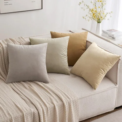Vista 5 de MIULEE - Paquete de 2 fundas de almohada, de terciopelo, funda de almohada decorativa cuadrada, funda de almohada suave y de color liso para sofá