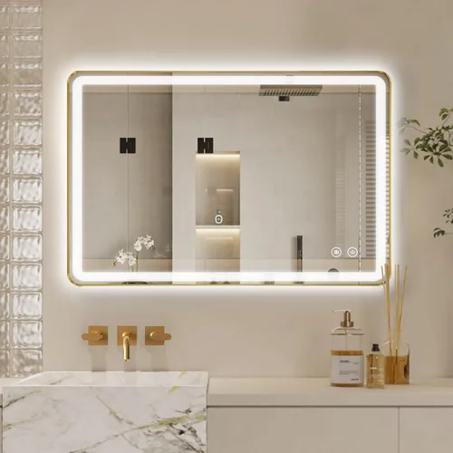 Vista 13 de Niccy Espejo LED de baño, 32"x20" pulgadas, rectangular, espejos de tocador para montar en la pared, con marco de metal, espejo inteligente