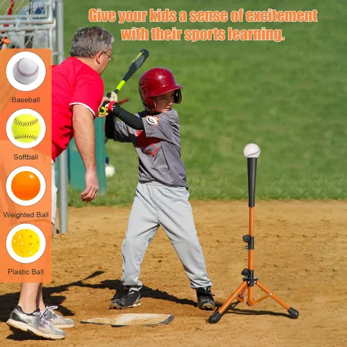 Vista 6 de Storgem Baseball and Softball Tee,Batting Tee for Kids,Baseball Tees for Hitting,T Ball Training Stand,Easy Height Adjustment