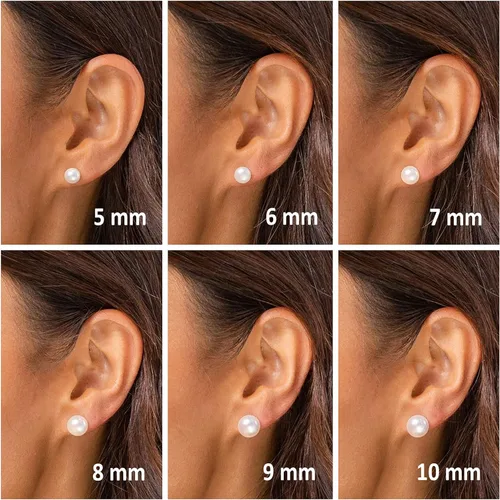 Vista 4 de PAVOI - Aretes de botón con perlas cultivadas de agua dulce AAA+, color blanco, y oro de 14 quilates