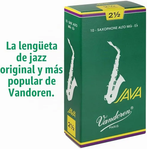 Vista 3 de Vandoren JAVA lengüetas para saxofón alto, resistencia 2, caja de 10