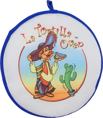 Calentador de tortillas Fiesta Party de 10 pulgadas. Mantiene las tortillas frescas y calientes durante más de 1 hora. Las tortillas se mantienen
