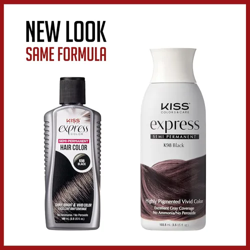Vista 3 de Kiss Express - Tinte semipermanente para el cabello, 3.5 onzas líquidas (1 unidad, negro)