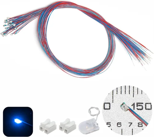 Vista 17 de 50 piezas de LED micro precableados con soldadura previa, LEDs SMD 0805 con accesorios de montaje para construcción de modelos para principiantes