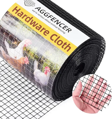 Tela Metálica Negra de 8 pulgadas x 25 pies, Malla de Alambre de 1/2 pulgada 19Ga Recubierta de PVC y Vinilo, Rollo de Cercado de Alambre de Pollo