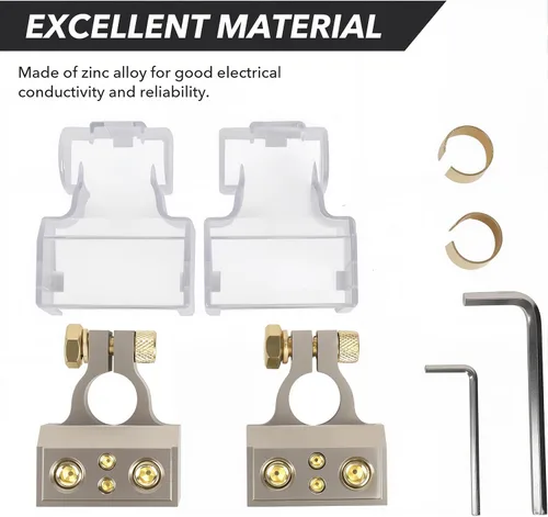 Vista 2 de SINGARO Conector de Terminal de Batería de Automóvil, 0/2/4/6/8 AWG Aleación de Zinc Protector de Batería de Audio para Camión, Extremo de Cable