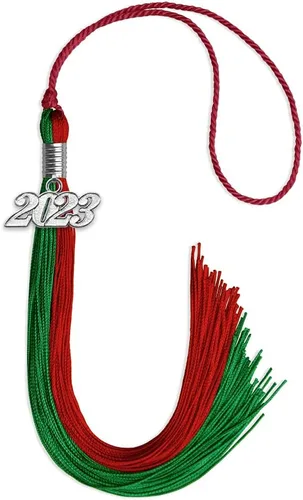 Vista 40 de Endea Graduation Borla de doble color con gota de fecha plateada (negro/oro antiguo, 2025)