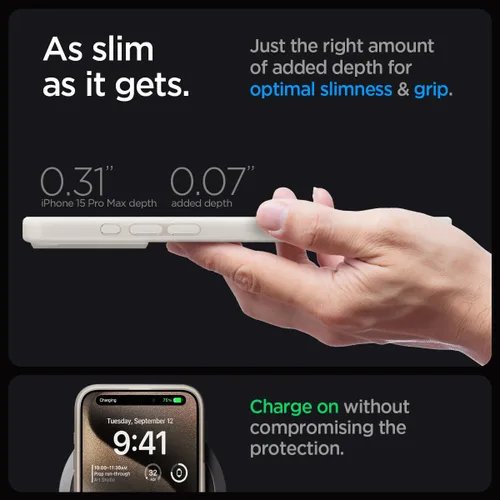 Vista 6 de Spigen Funda para iPhone 15 Pro Max, ultra híbrida MagFit [antiamarilleo] [compatible con Magsafe] - titanio natural escarchado