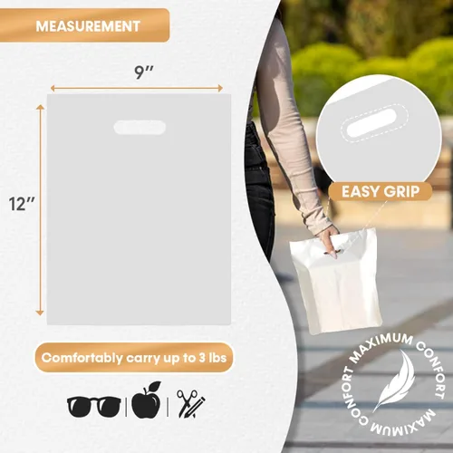 Vista 2 de Bolsas de plástico blanco, 100% reciclables (100, 9"x12")