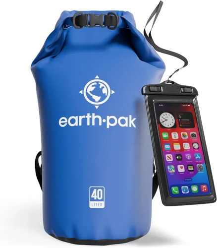 Vista 22 de Earth Pak Bolsa Seca Impermeable - Mochila Impermeable de Cierre Enrollable Superior Mantiene el Equipo Seco para Kayak con Funda Impermeable