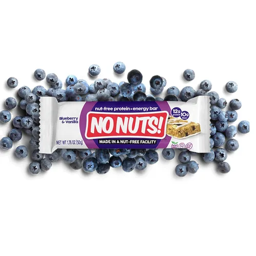¡No Nuts! Barras de proteínas veganas 100% sin nueces, sin lácteos, arándanos y vainilla, orgánicas, kosher, sin huevos, sin OGM y sin lácteos