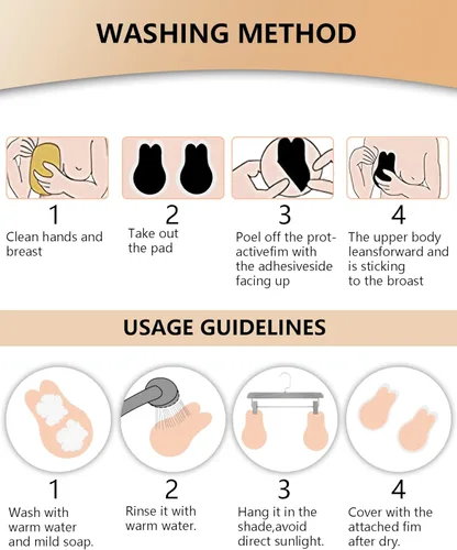 Vista 3 de Sticky Bra Adhesive Nipple Covers Invisible Lift Up for Large Push Up Strapless Backless Bras for Women Black