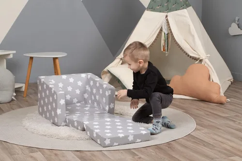 Vista 11 de Delsit Sofá infantil para niños pequeños – Sillón convertible de espuma 2 en 1 a tumbona, cómodo sillón abatible, sofá para niños, fabricado