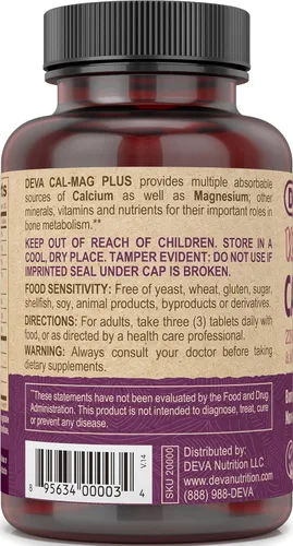 Vista 4 de Deva Vitaminas veganas Cal-Mag Plus Tablet, 90