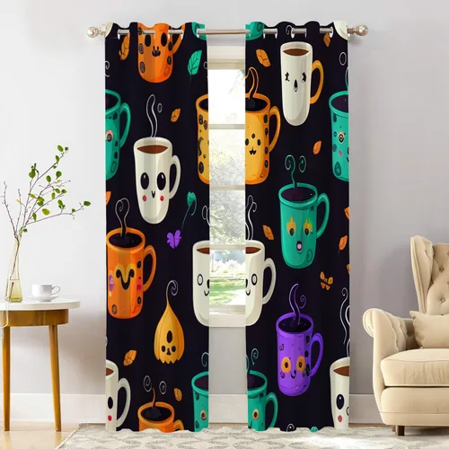 Vista 149 de Shrahala Beige and Orange Abstract Art Brushstrokes Tier Curtains for Kitchen Windows, Abstract Oil Paint Cafe Curtain Multilayer Polyester Blackout