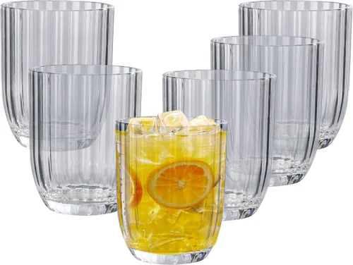 Vista 11 de Vasos de plástico acrílico transparente Highball Vasos de plástico reutilizables de 15 onzas (juego de 6) Apilables Vasos sin BPA