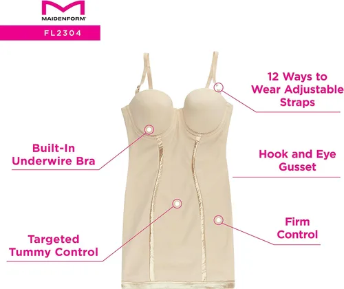 Vista 3 de Womens Convertible Slip With Built In Bra & Anti-Static Fajas Shapewear FL2304