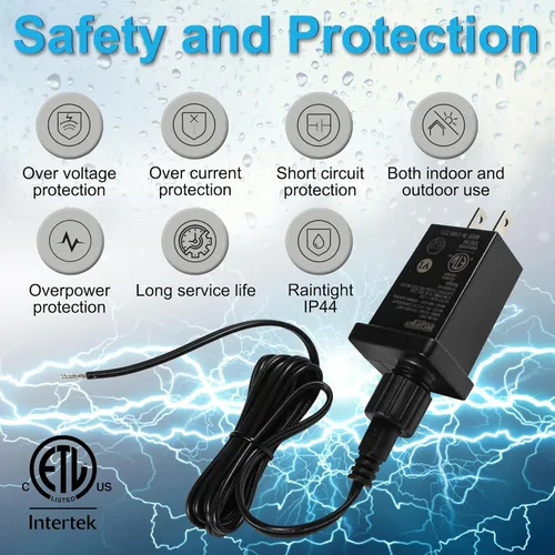 Vista 3 de HQRP Fuente de alimentación de clase 2 de 12 V, 1 A, 12 W, con cable de extensión, IP44, impermeable, de bajo voltaje, transformador LED de repuesto