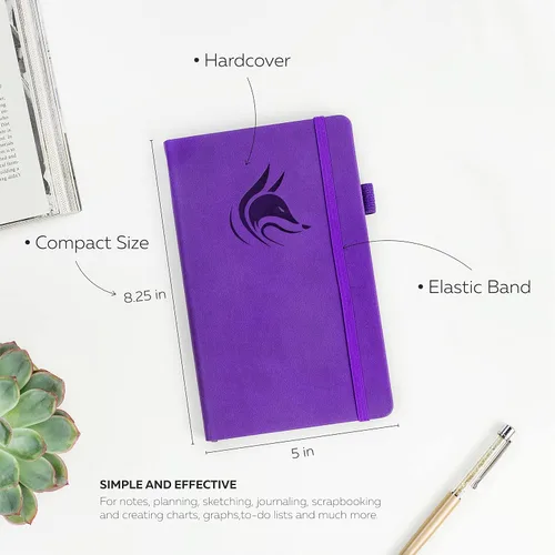 Vista 2 de Clever Fox Cuaderno con puntos, diario con páginas numeradas A5 5 x 8.25 pulgadas Violeta intenso