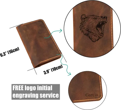Vista 6 de Funda de cuero personalizada para cuaderno de notas de campo de bolsillo/funda de cuero para notas de campo delgada FA605S