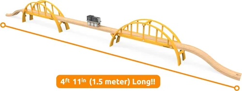 Vista 2 de ORBRIUM Accesorios para vías de tren de madera, puente de arco de doble tramo súper largo ~ 5 pies de largo para tren de madera de ferrocarril