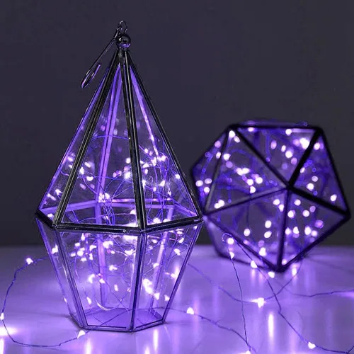 Vista 5 de Paquete de 12 luces de hadas con pilas, cadena de luces LED, 20 luces LED, alambre plateado impermeable de 2,1 metros, luces de luciérnagas mini