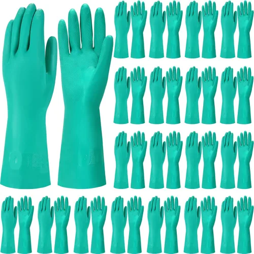 Potchen 20 pares de guantes resistentes a productos químicos, guantes de nitrilo gruesos de servicio pesado a granel para limpieza, resisten ácido