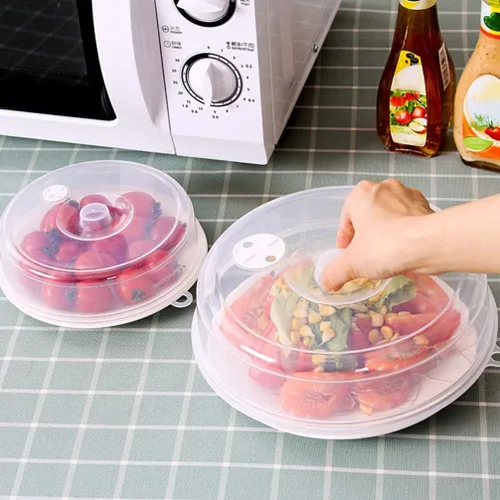 Vista 3 de YARDWE 2 tapas redondas de silicona para alimentos, tapas de silicona reutilizables aptas para microondas lavavajillas refrigerador, reutilizables