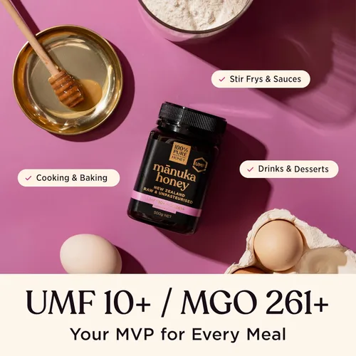 Vista 4 de Miel de Manuka UMF 10+ (MGO 261+) 100% Miel Pura de Nueva Zelanda - Certificada. Cruda, 8.8 Oz (250g)