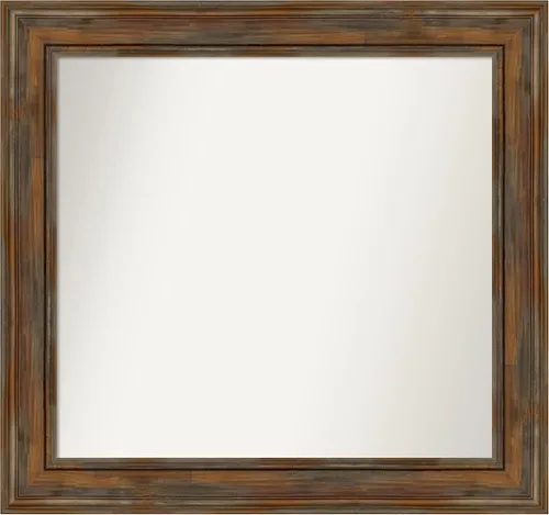 Vista 234 de Amanti Art Espejo de baño marrón para sobre fregadero, 26 x 26 pulgadas, espejo de tocador cuadrado marrón rústico Alexandria, marco de madera