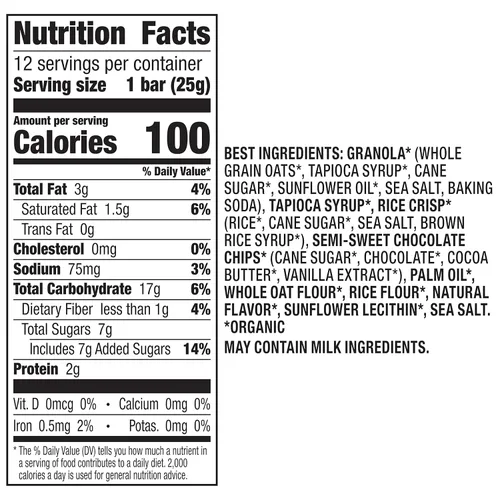 Vista 2 de Annie's Barras de granola masticables orgánicas, chispas de chocolate, 12 unidades (paquete de 6)