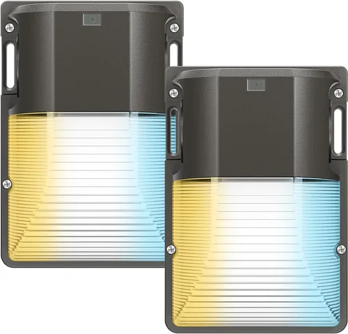 CINOTON Paquete de luz LED de pared 3CCT de 30 W con sensor de atardecer a amanecer, 3000 K/4000 K/5000 K seleccionable, 3600 LM, luces de pared al