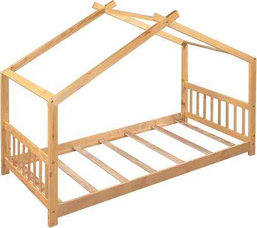 Vista 72 de Harper & Bright Designs Cama matrimonial para niños, cama de madera con cabecera y estribo, base de cama matrimonial para niños pequeños, cuna