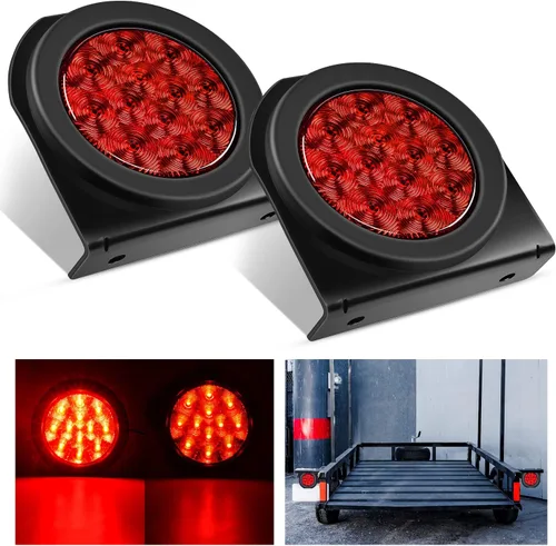 Vista 15 de Nilight 4 pulgadas redondas luces traseras de remolque con ojales de montaje empotrado, enchufes con soportes de montaje, 2 piezas, luces de giro