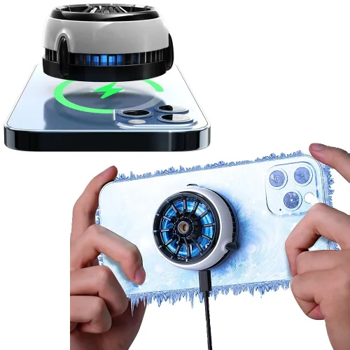 MEMO Magnetic Gaming Phone Cooler - Fast Wireless Charger 15W, Portable Semiconductor Radiator Fan, for iPhone/iPad/Android - Ideal for Gaming, Live
