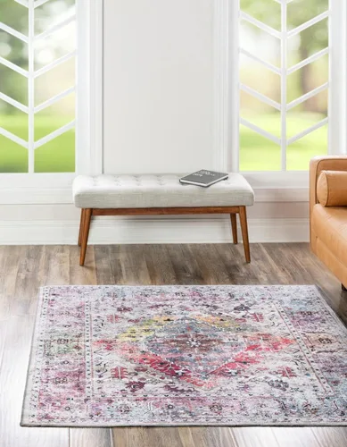 Vista 12 de Unique Loom Yara Collection - Alfombra de área Yash (2' x 3' 1", rectangular, rosa coral claro/azul)