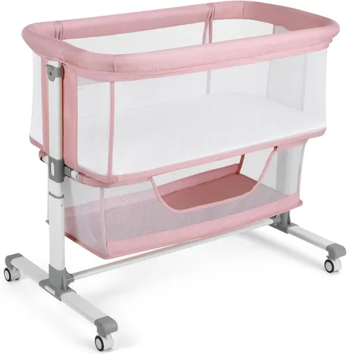 Vista 10 de Cowiewie Moisés Cuna de Noche, Portátil, Transpirable, Cuna Ajustable para Bebé para Noches Tranquilas, Gris