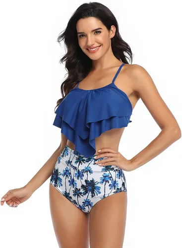 Vista 3 de Couple Matching Swimsuits Bikini High Waisted Set Swim Trunks Bathing Suits for Women Men
