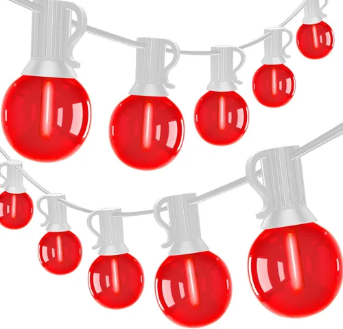 Vista 2 de 25Ft G40 Red White and Blue String Lights, 4th of July Decorations Lights Plug in with 27 5W Globe Light Bulbs, Waterproof Outdoor Patriotic Lights