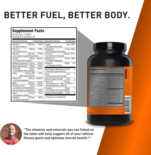 Vista 2 de JYM Supplement Science VITA JYM Multivitamínico deportivo diseñado para atletas, 60 tabletas